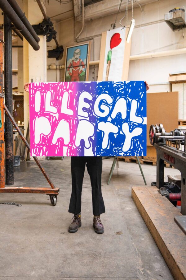 illegal-party-pink-blue-stefan-marx-lithograph-contemporary-art-printing-house-paris